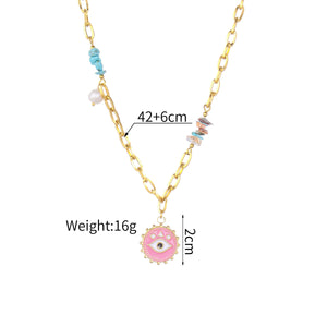 Uzone Star Heart Eye Pendant Necklace Women Stainless Steel Charm