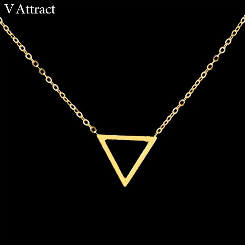 Geometric Triangle Necklace Stainless Steel Minimalist Jewelry