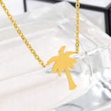 10PCS Stainless Steel Palm Tree Pendant Necklace Women Gift