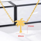 10PCS Stainless Steel Palm Tree Pendant Necklace Women Gift