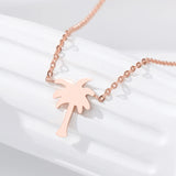 10PCS Stainless Steel Palm Tree Pendant Necklace Women Gift