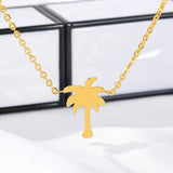 10PCS Stainless Steel Palm Tree Pendant Necklace Women Gift