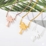 10PCS Stainless Steel Palm Tree Pendant Necklace Women Gift