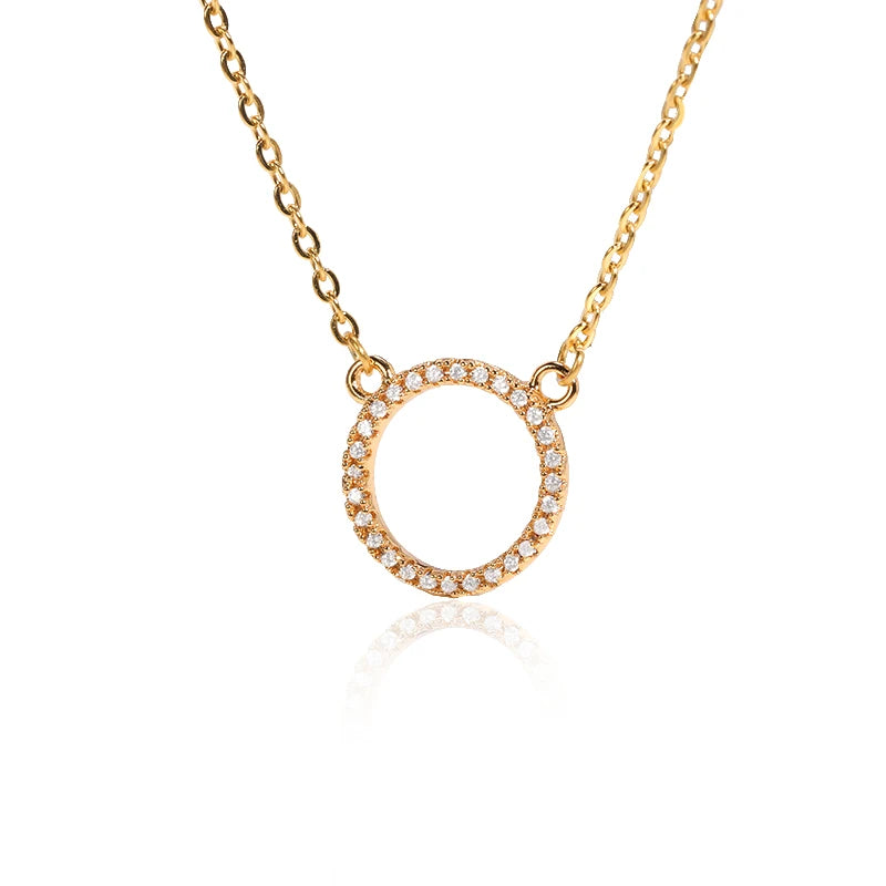 10pcs CZ Open Circle Necklaces Women Minimalism Round Charm Choker