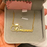 Personalized Name Necklace Women BFF Jewelry Cursive Crown Choker Femme