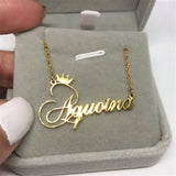 Personalized Name Necklace Women BFF Jewelry Cursive Crown Choker Femme