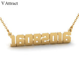 Birth Year Choker Personalized Number Necklace Women Men Jewelry Stainless Steel
