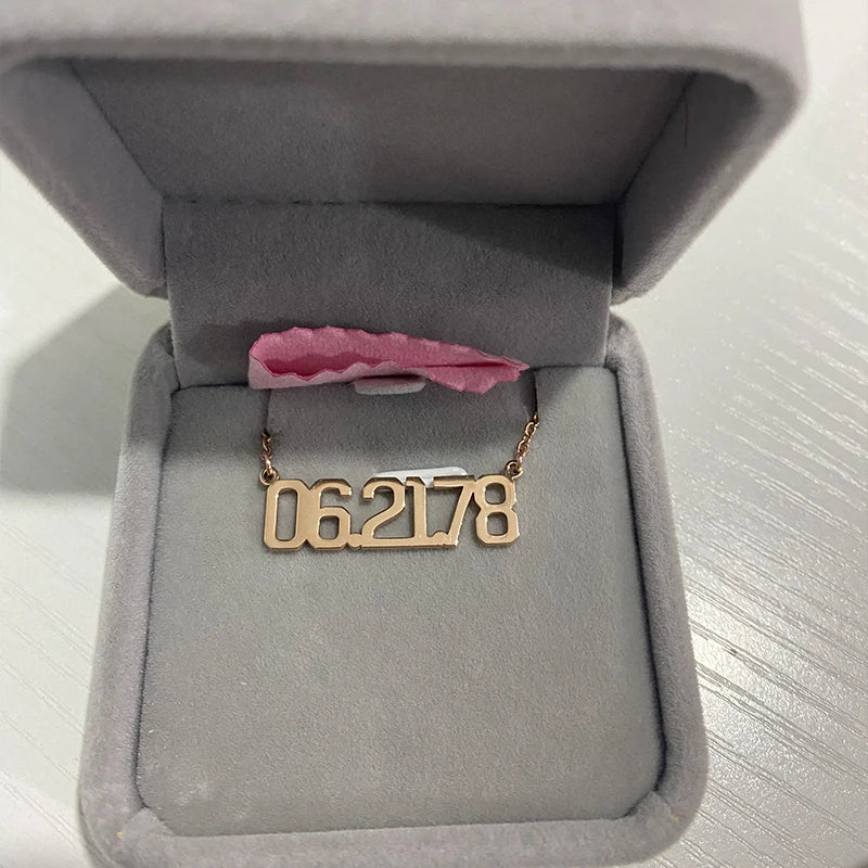 Birth Year Choker Personalized Number Necklace Women Men Jewelry Stainless Steel