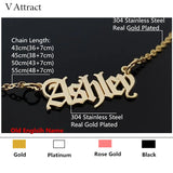 Personalized Name Necklace Choker Old English Charm Plate Masculino