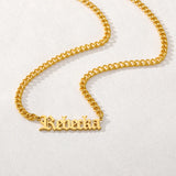 Old English Font Name Necklace Stainless Letter Pendant Choker Jewelry