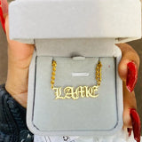 Old English Font Name Necklace Stainless Letter Pendant Choker Jewelry