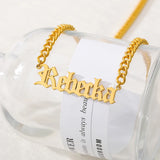 Old English Font Name Necklace Stainless Letter Pendant Choker Jewelry