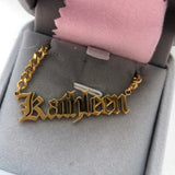 Old English Font Name Necklace Stainless Letter Pendant Choker Jewelry