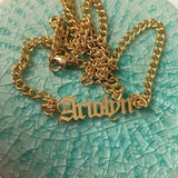 Old English Font Name Necklace Stainless Letter Pendant Choker Jewelry