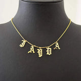 Gothic Choker Old English Name Necklace Personalized Number Nameplate Col...