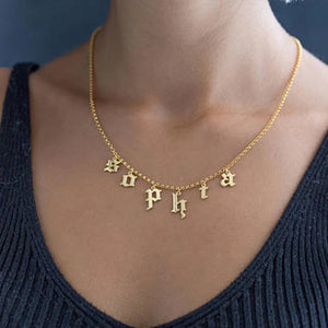 Gothic Choker Old English Name Necklace Personalized Number Nameplate Col...