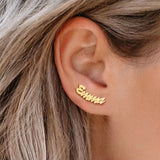 Personalized Name Earrings Stainless Steel Jewelry Nameplate Stud Earrings