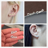 Personalized Name Earrings Stainless Steel Jewelry Nameplate Stud Earrings