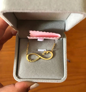 Custom BFF Name Necklace Infinity Leaf Pendant Choker