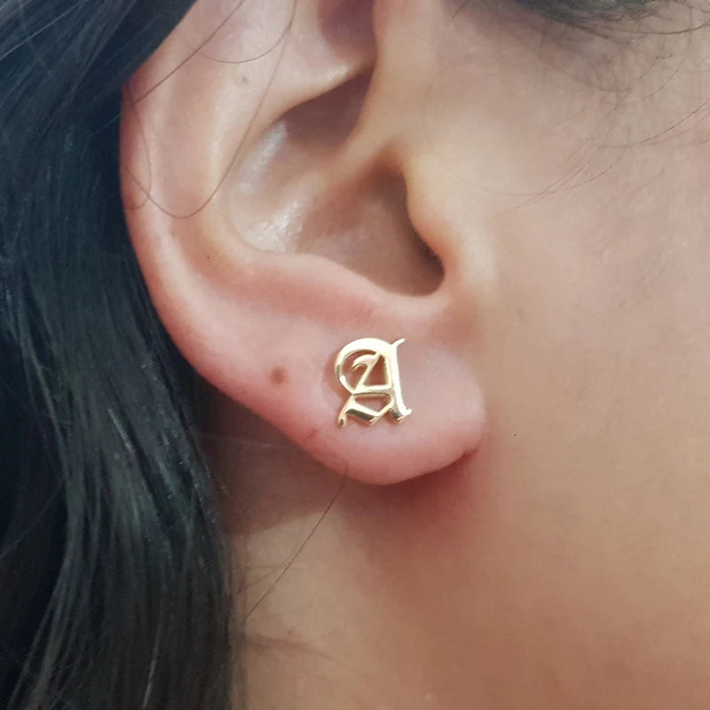 Personalized Initial Letter Stud Earring Stainless Steel