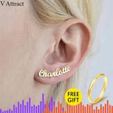 Custom Name Stud Earrings Stainless Steel Jewelry Rose Oorbellen