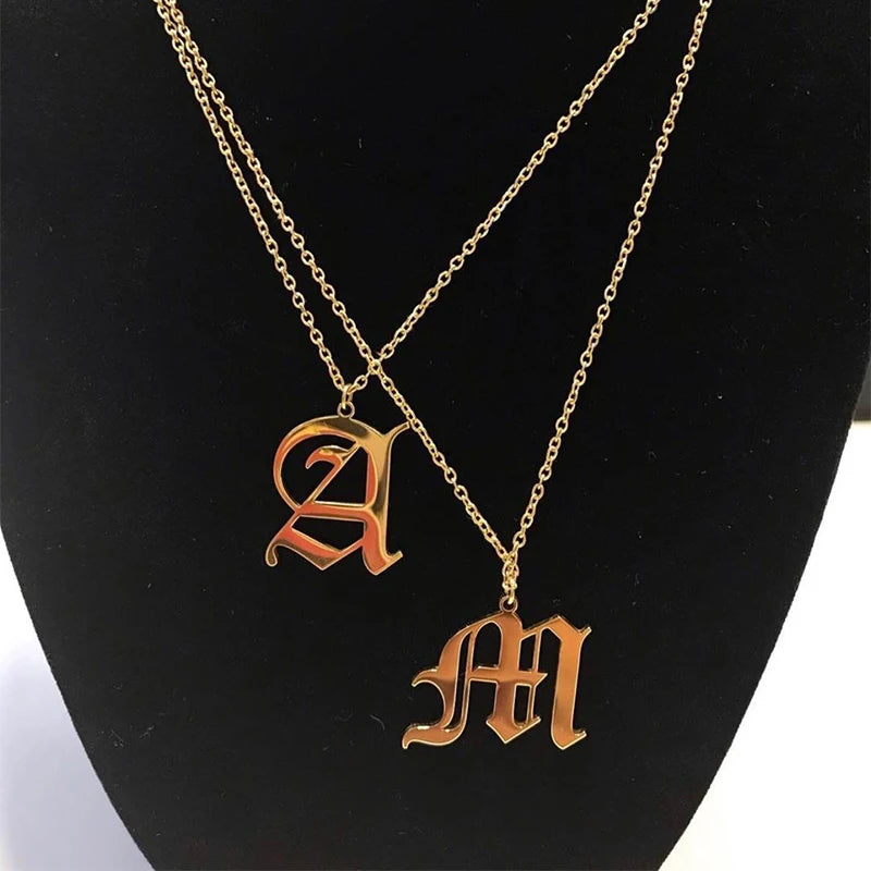 Vintage Name Necklace Personalized Inital Charm Choker