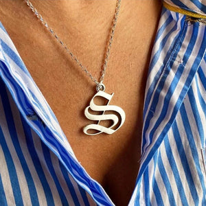 Vintage Name Necklace Personalized Inital Charm Choker