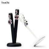 V Shape Earring Display Stand PU Leather Jewelry Organizer Showcase