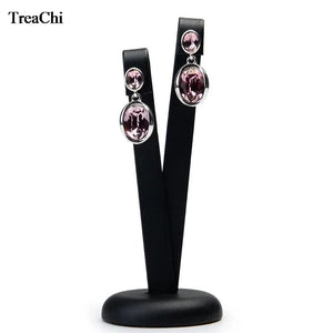V Shape Earring Display Stand PU Leather Jewelry Organizer Showcase