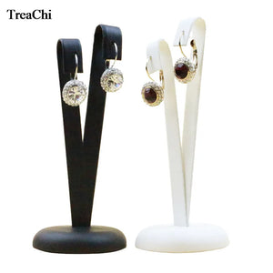 V Shape Earring Display Stand PU Leather Jewelry Organizer Showcase