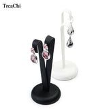 V Shape Earring Display Stand PU Leather Jewelry Organizer Showcase