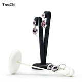 V Shape Earring Display Stand PU Leather Jewelry Organizer Showcase