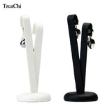 V Shape Earring Display Stand PU Leather Jewelry Organizer Showcase