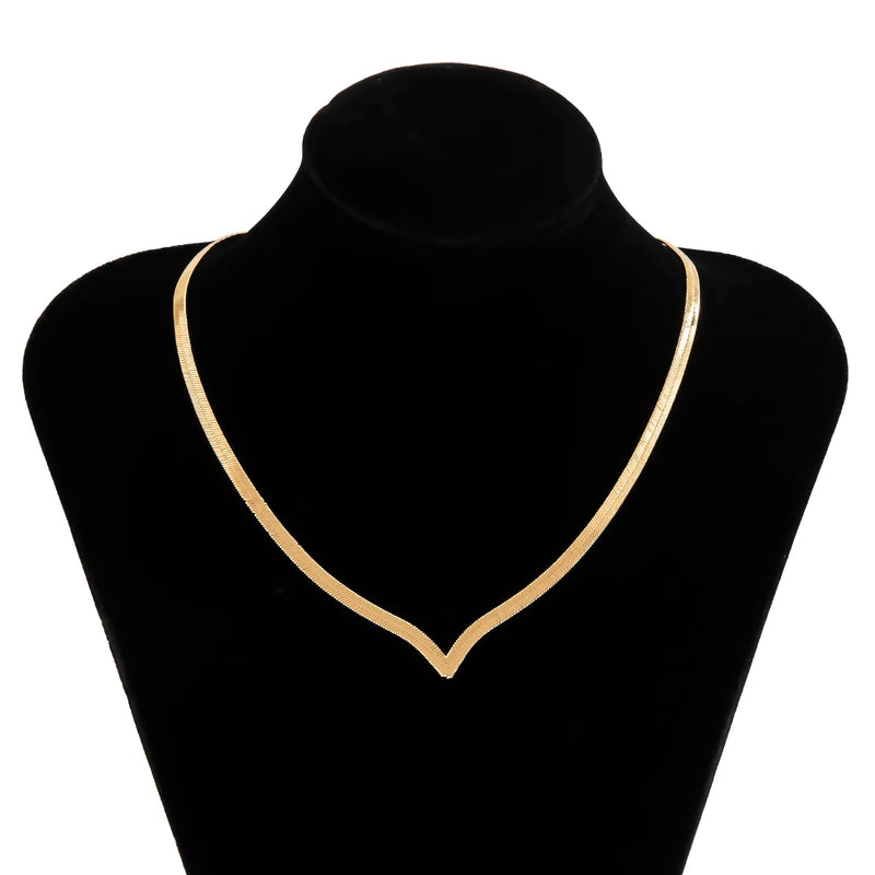 V Shape Snake Chains Necklaces for Women Jewelry Collar Girls