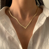 V Shape Snake Chains Necklaces for Women Jewelry Collar Girls