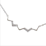 Wave Shape Pendant 925 Silver CZ Necklace Choker