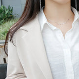 Wave Shape Pendant 925 Silver CZ Necklace Choker