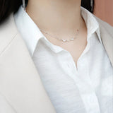 Wave Shape Pendant 925 Silver CZ Necklace Choker