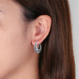 Vintage Flower Hoop Earrings 925 Sterling Silver Brincos Women Mother Gift