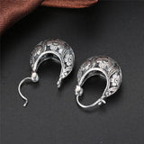 Vintage Flower Hoop Earrings 925 Sterling Silver Brincos Women Mother Gift