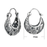 Vintage Flower Hoop Earrings 925 Sterling Silver Brincos Women Mother Gift