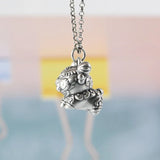 3D Puppy Tiger Pendant 990 Pure Silver Pendants For Couple Engagement