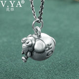 925 Silver Elephant Pendant S925 Solid Thai Silver Pendants for Women Men
