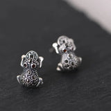 925 Silver Frog Stud Earrings For Women Retro Sterling Silver Animal Earrings
