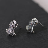 925 Silver Frog Stud Earrings For Women Retro Sterling Silver Animal Earrings