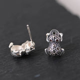 925 Silver Frog Stud Earrings For Women Retro Sterling Silver Animal Earrings