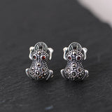 925 Silver Frog Stud Earrings For Women Retro Sterling Silver Animal Earrings
