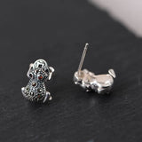 925 Silver Frog Stud Earrings For Women Retro Sterling Silver Animal Earrings