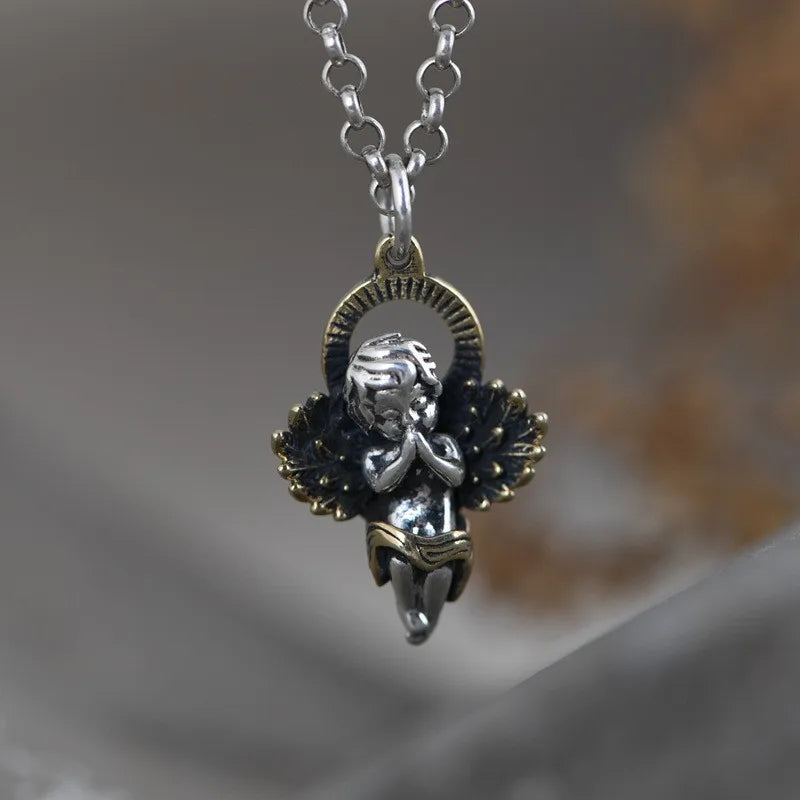925 Silver Angel Pendant Vintage Thai Silver Jewelry