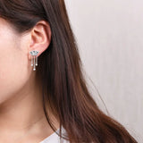 925 Silver Auspicious Cloud Tassel Drop Earrings Wedding Women Earrings